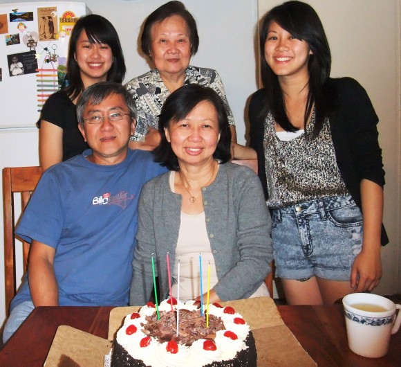 Michel and Soo Kin with Andrea, mother and AnWen