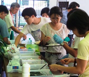 picking up sterilized equipment