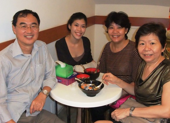 Kenny, Christine, Aileen, Jenny having dessert Kenny, Christine, Aileen, Jenny