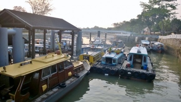 Boats at Changi ferry point awaiting passengers