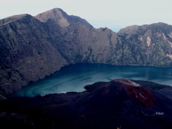 Sengara Anak crater lake is beautiful and so is the newly formed mountain in its foreground