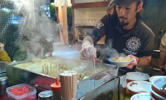 Steaming hot ramen on cool autumn night