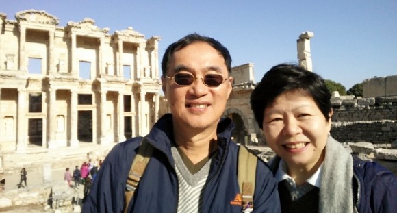 Taking a selfie at Ephesus ancient library ruins