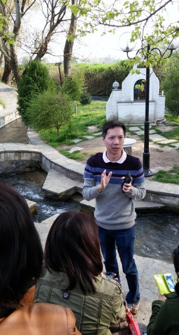 20150413_175146 Pastor Ezekiel giving the devotion at site of Lydia's conversion at Philippi