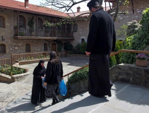 Monks and nuns in those which permit visitors and tourists