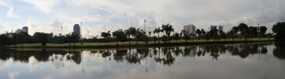 Panoramic view of Jurong Country Club golf course from the Jurong Lake park connector