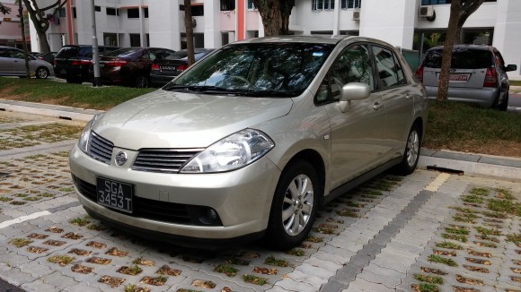 20150624_115620 My champagne Nissan Latio for the next few months.