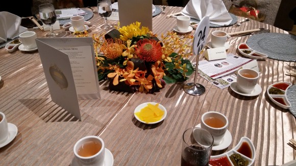 Beautifully laid table in Fullerton Hotel ballroom