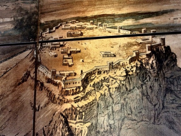 Depiction of Masada on the wall of the cable car station