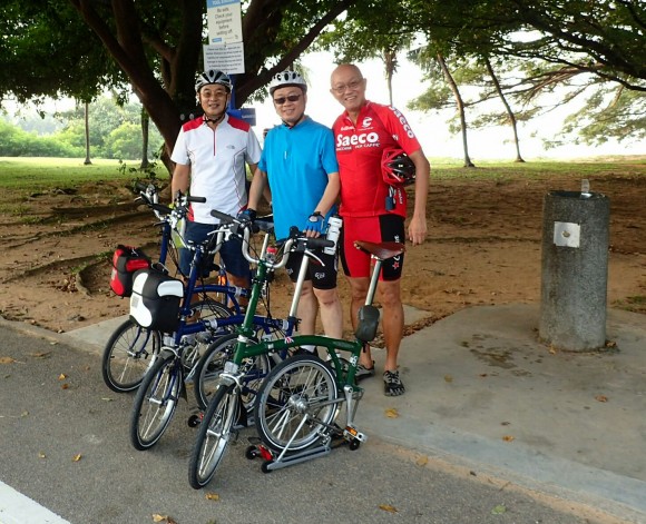 At halfway point after the Bedok Jetty. where there are some repair tools, air pump, and water fountain.