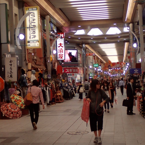 Surveying the shopping area near the hotel