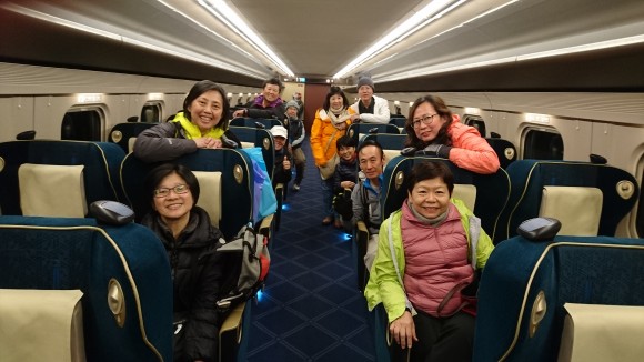 Inside the shinkansen, Japan's speed rail. For me and some others a first time.