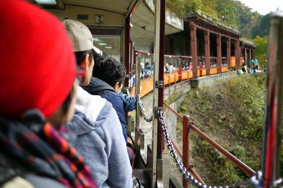 The train cars were open sided.