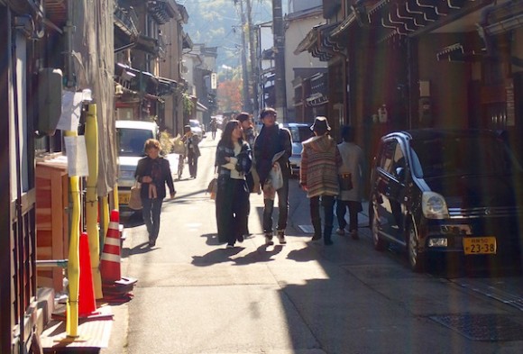 Old street with many snack and souvenir shops